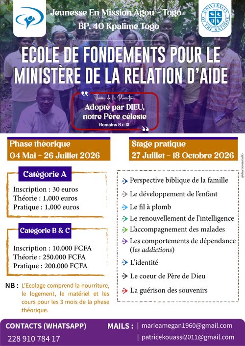Ecole de fondements pour le ministère de la relation d'aide